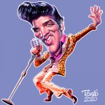 49.1 Elvis Presley  Digitális karikatúra készítés, Karikatúrista rendezvényre, Digitális karikatúra, Karikatúra fotóról, Tónió karikatúra